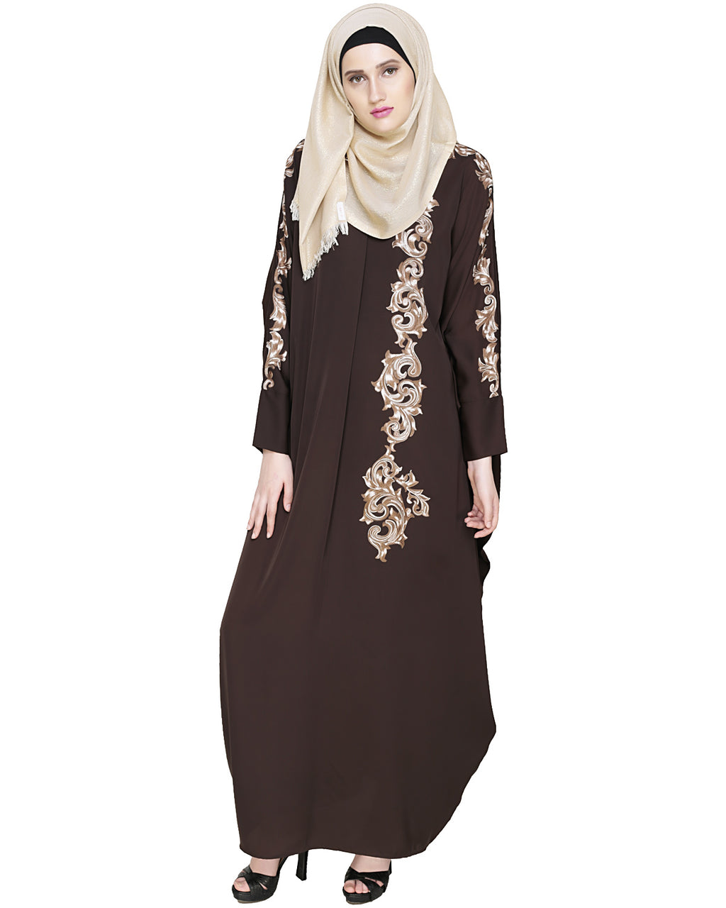 Dual Shade Floral Embroidered Kaftan