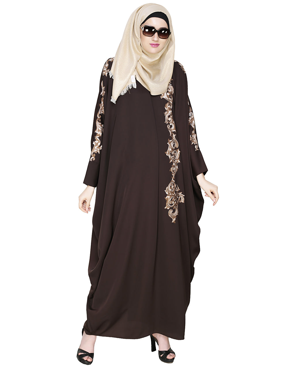 Dual Shade Floral Embroidered Kaftan