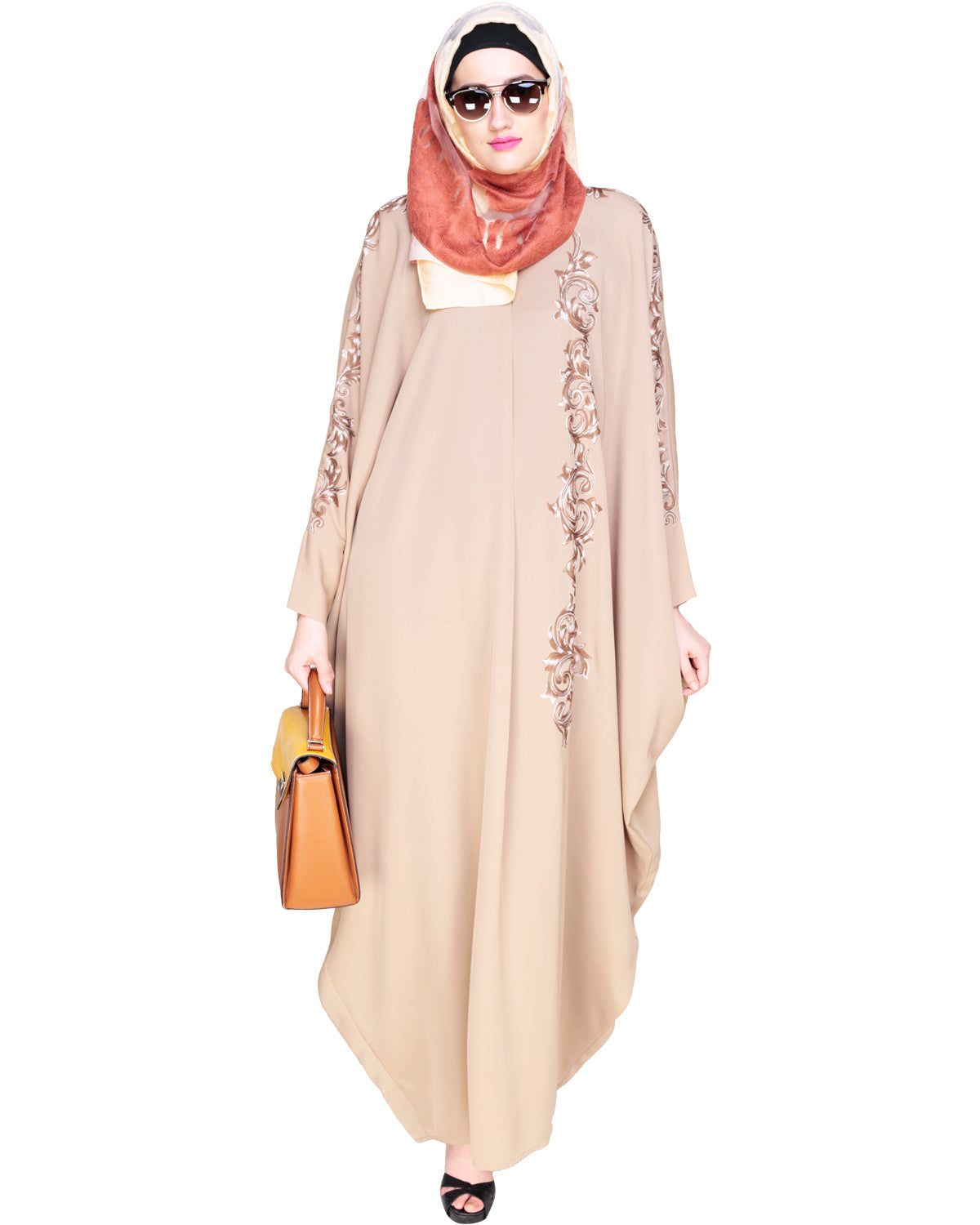 Dual Shade Floral Embroidered Kaftan