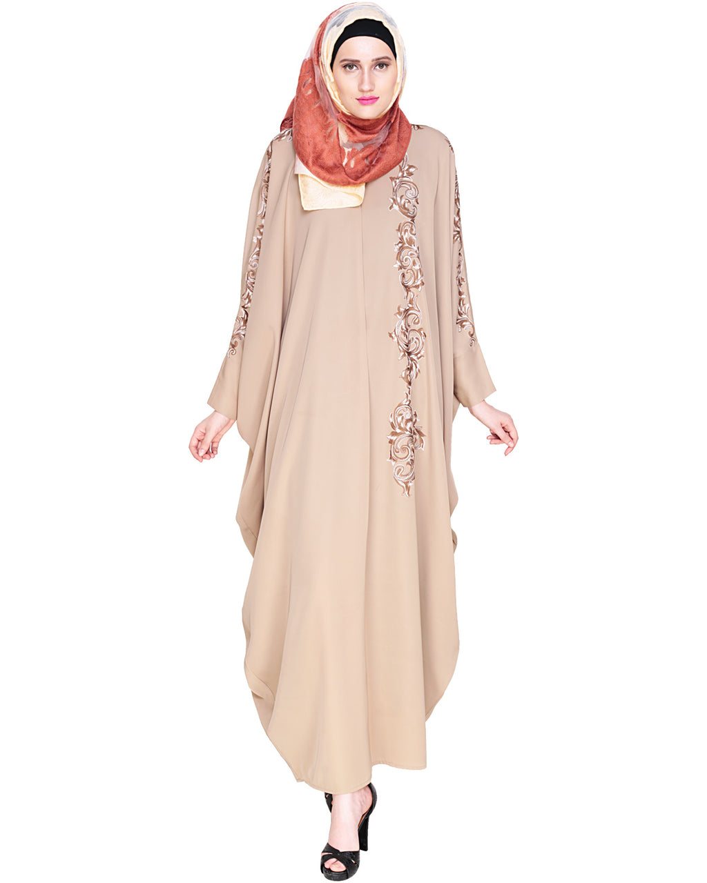 Dual Shade Floral Embroidered Kaftan