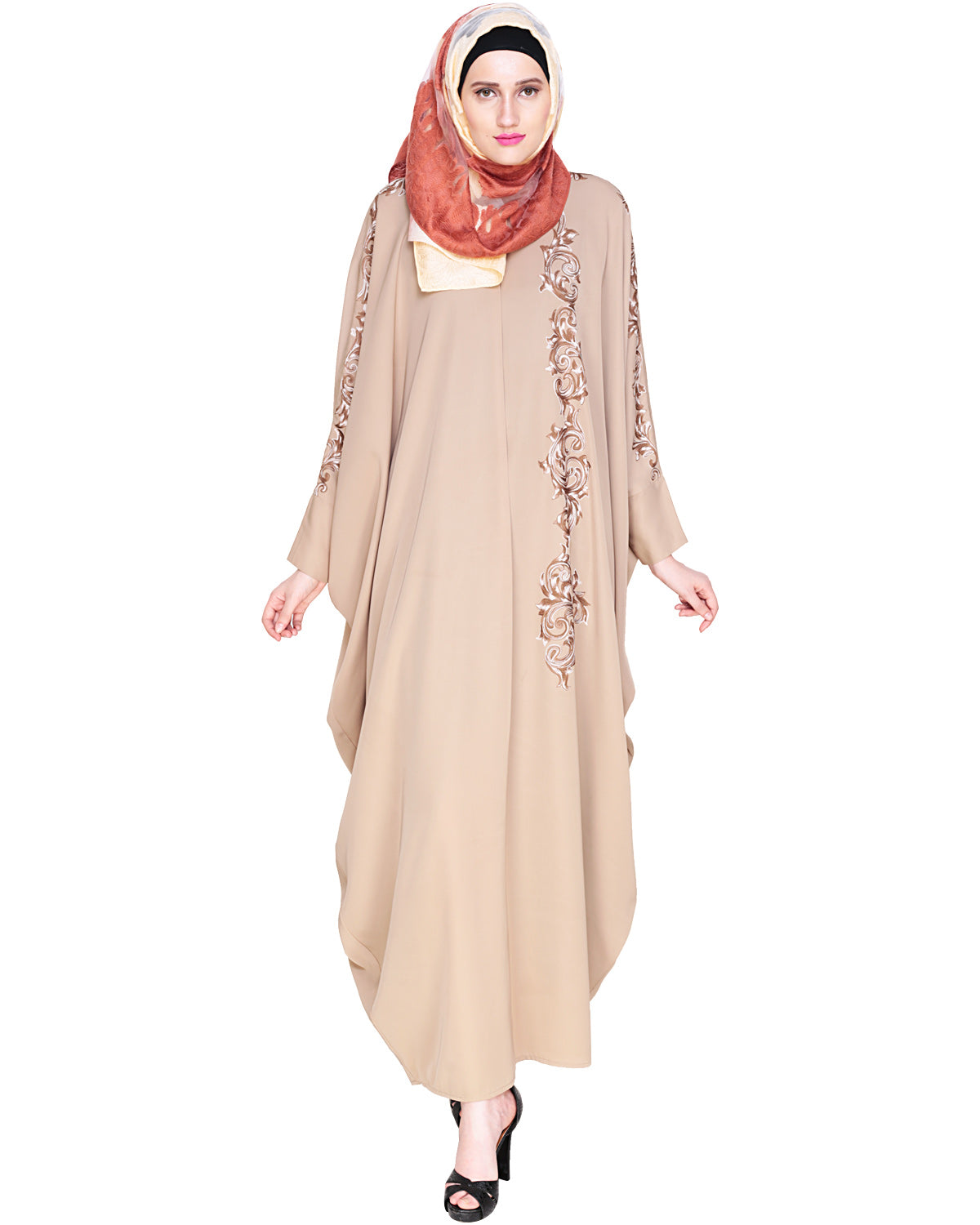 Dual Shade Floral Embroidered Kaftan