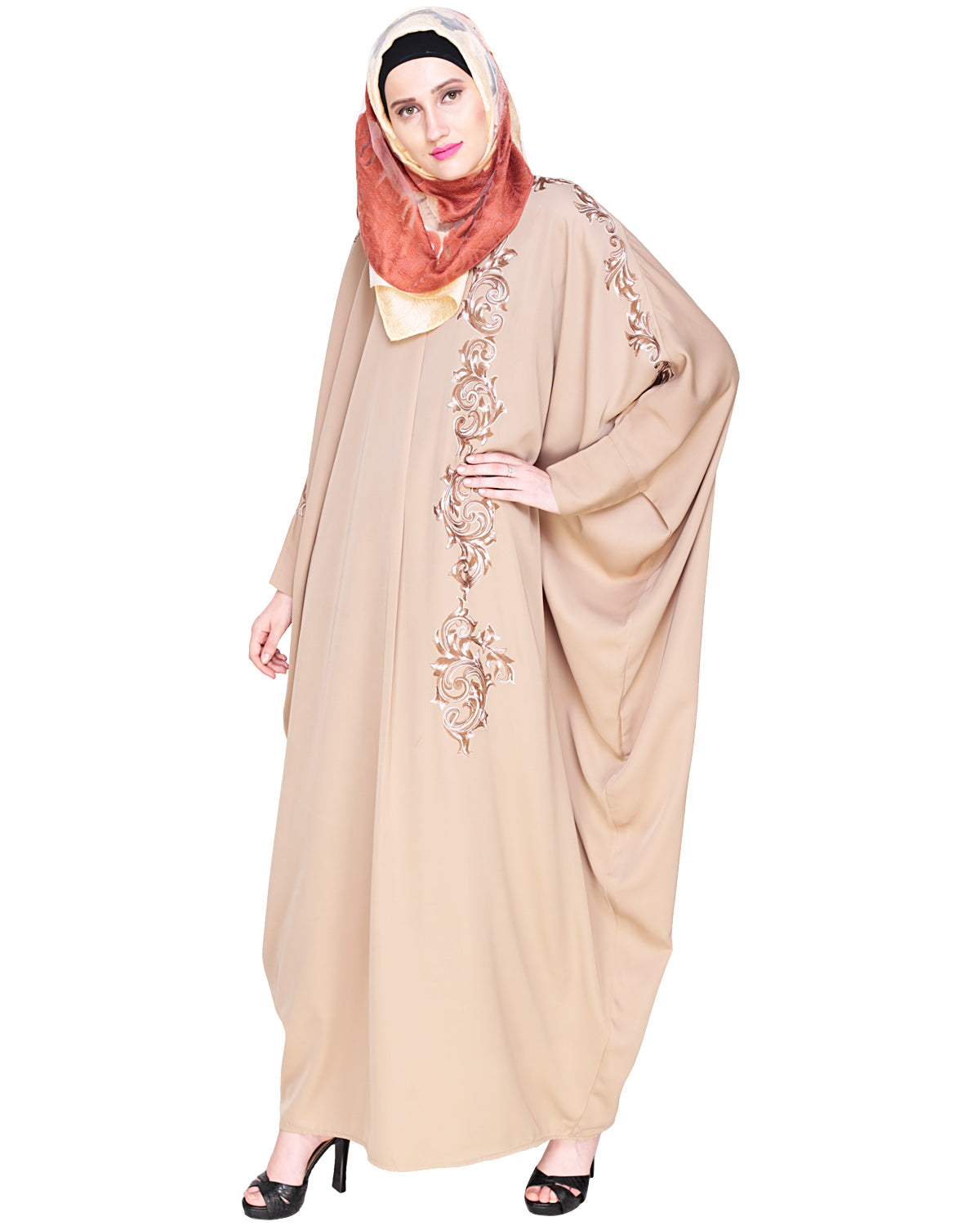 Dual Shade Floral Embroidered Kaftan