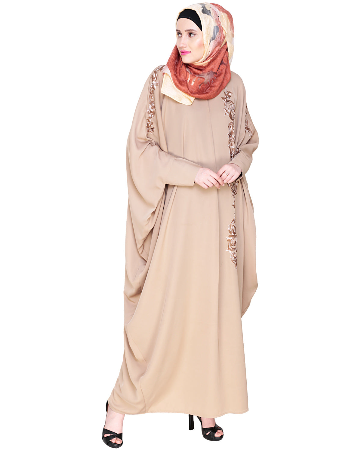 Dual Shade Floral Embroidered Kaftan
