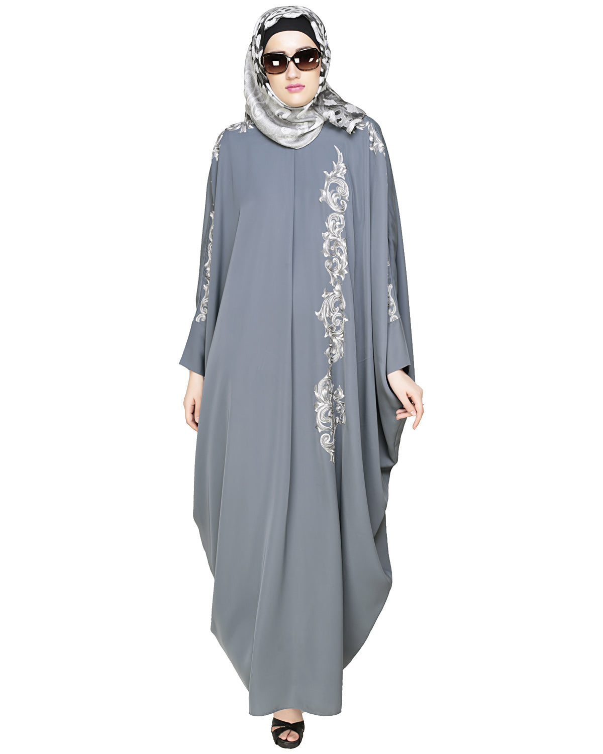 Dual Shade Floral Embroidered Kaftan
