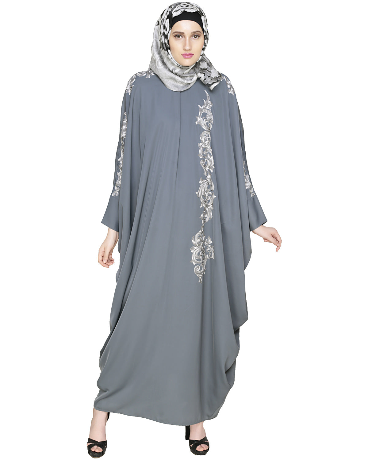 Dual Shade Floral Embroidered Kaftan