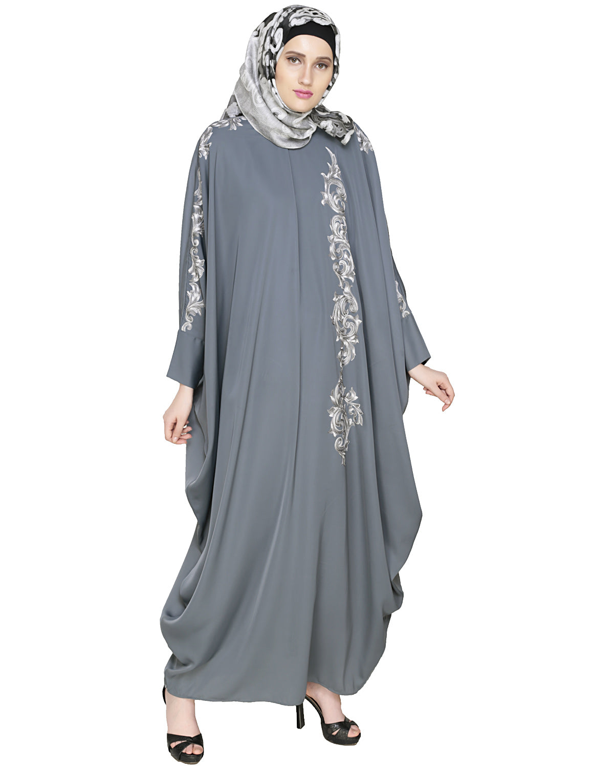 Dual Shade Floral Embroidered Kaftan