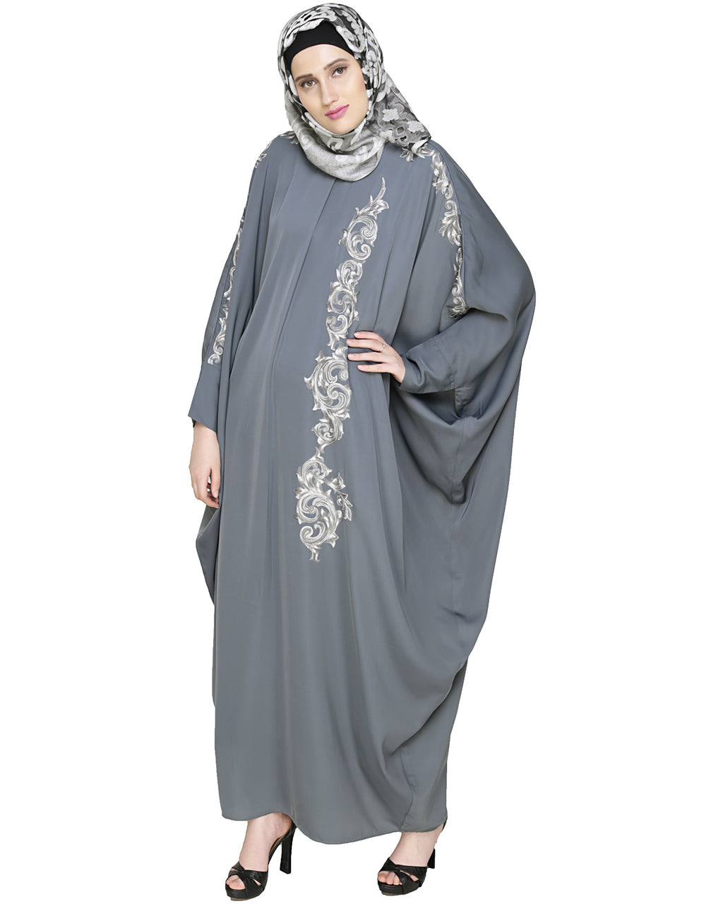 Dual Shade Floral Embroidered Kaftan