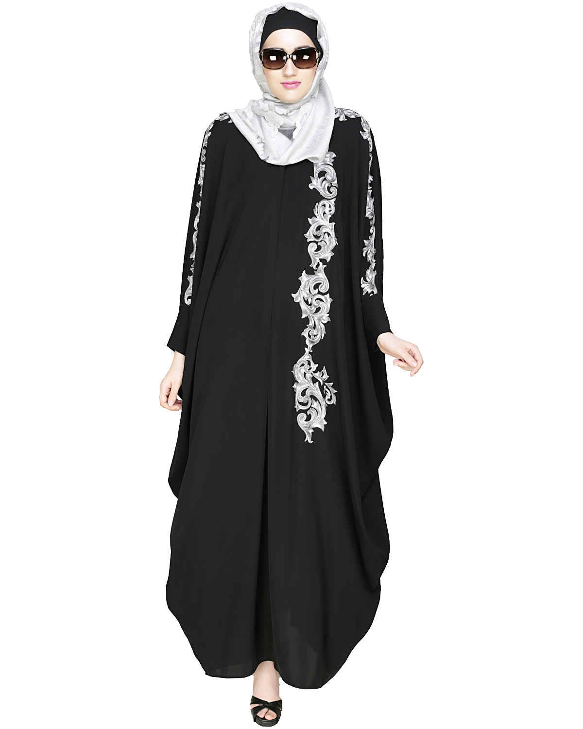 Dual Shade Floral Embroidered Kaftan