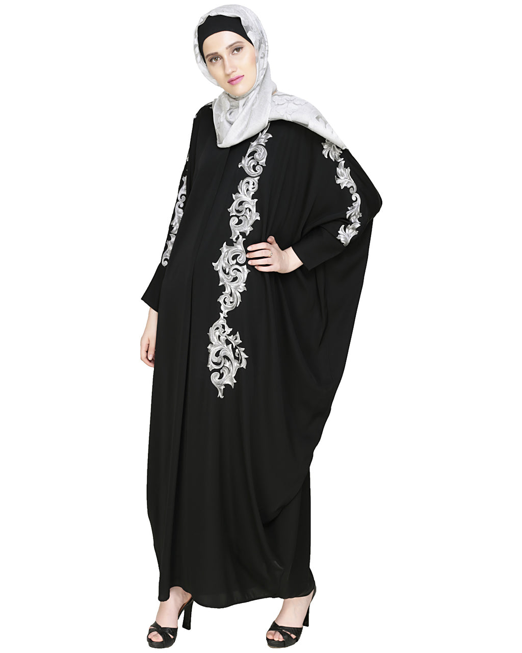 Dual Shade Floral Embroidered Kaftan
