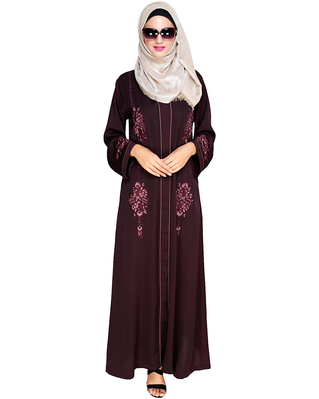 Appealing Floral Embroidery Dubai Style Abaya
