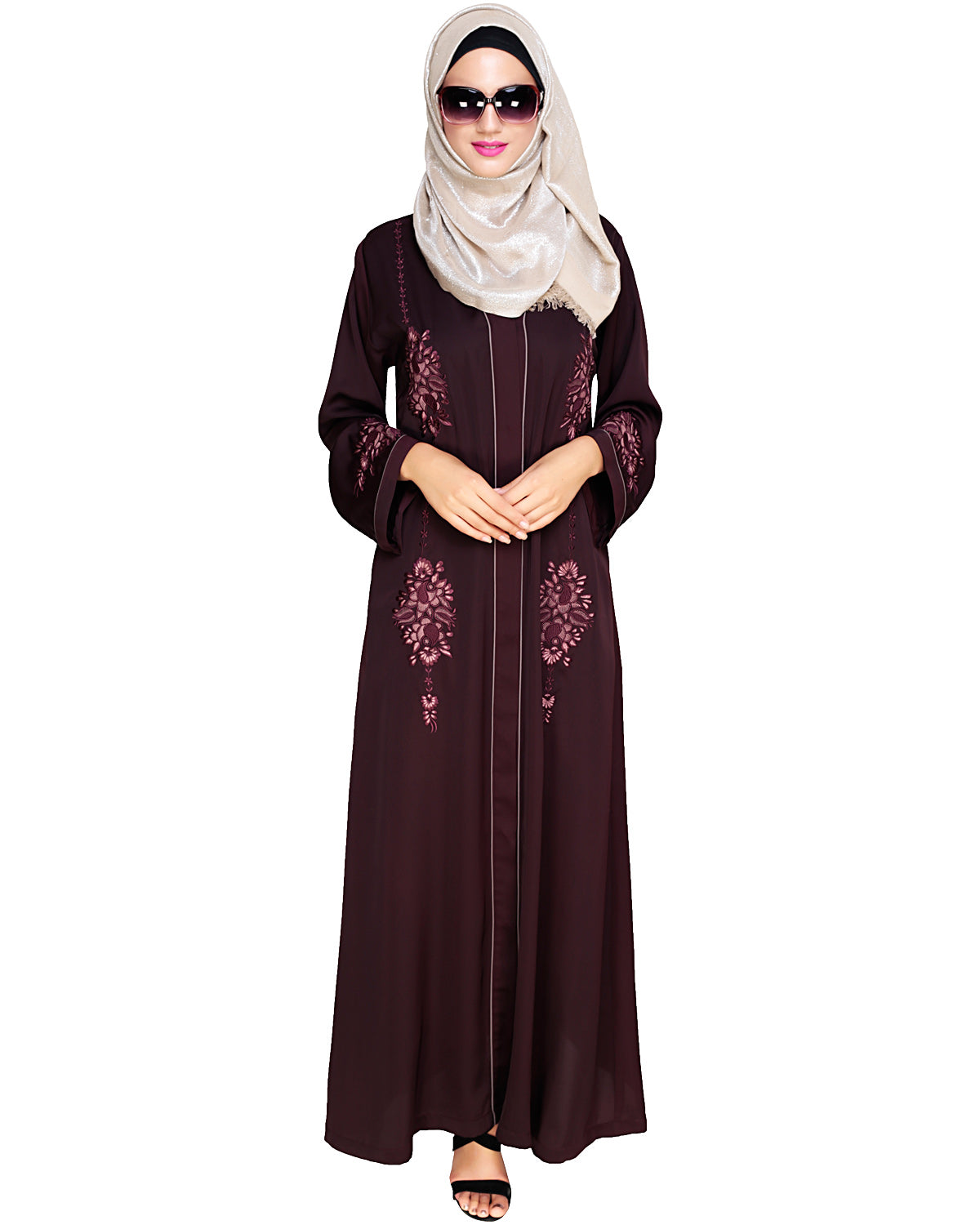 Appealing Floral Embroidery Dubai Style Abaya