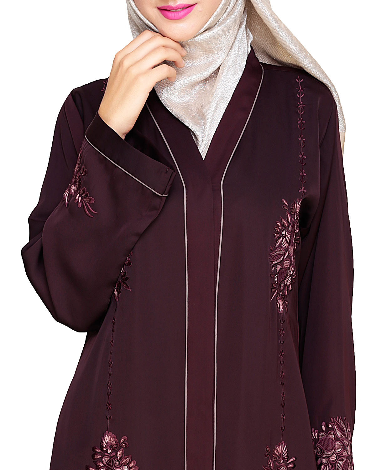 Appealing Floral Embroidery Dubai Style Abaya