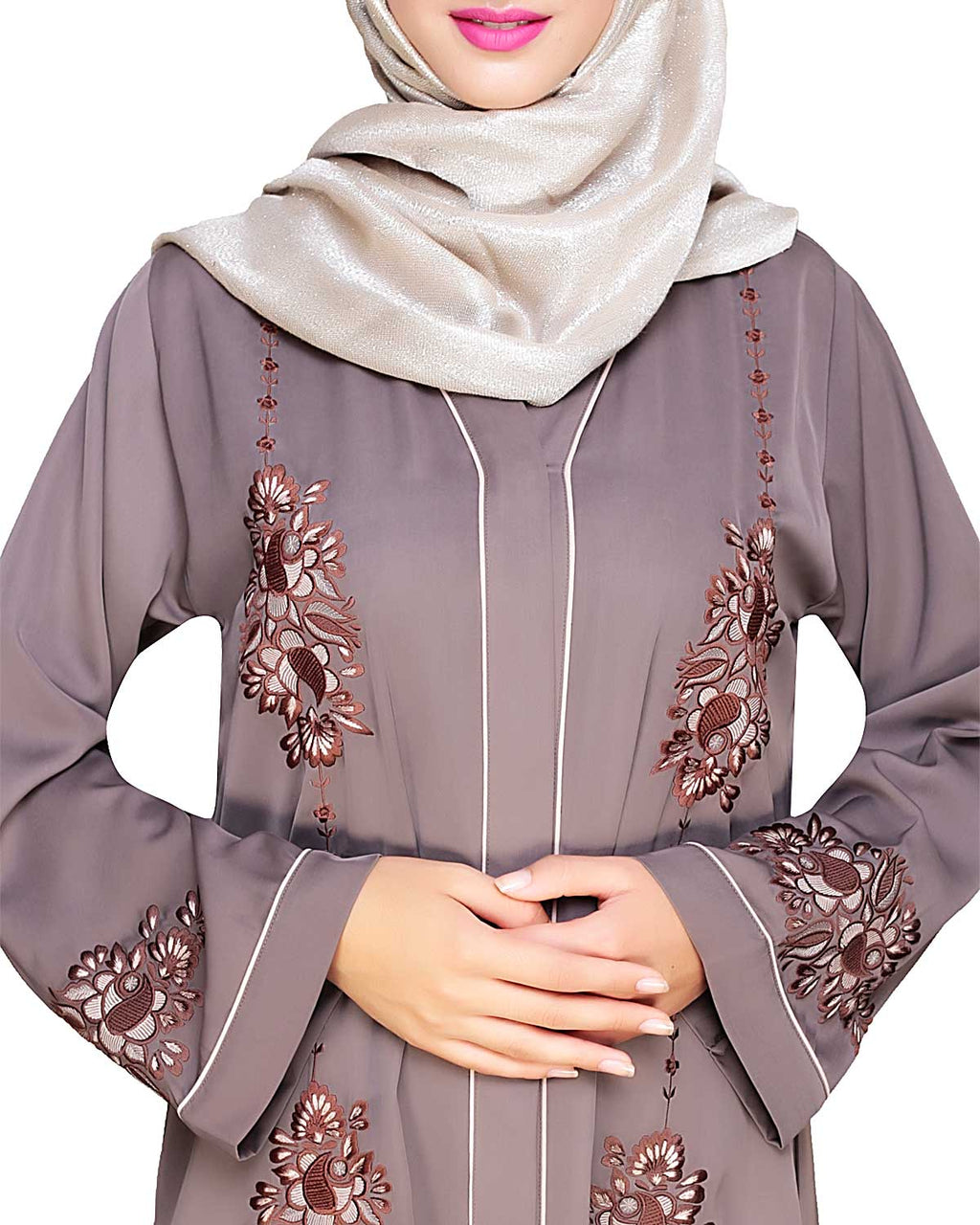 Appealing Floral Embroidery Dubai Style Abaya