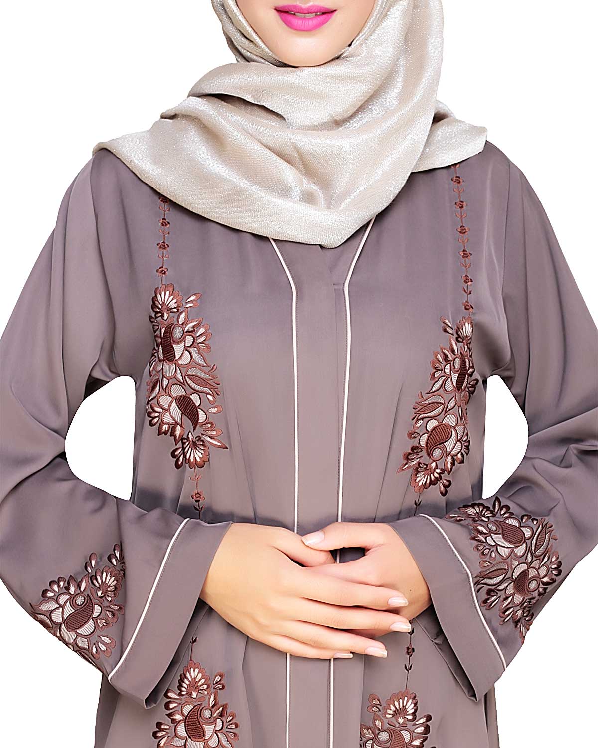Appealing Floral Embroidery Dubai Style Abaya