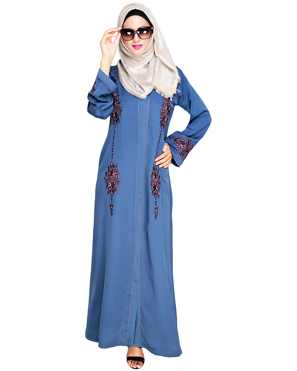 Appealing Floral Embroidery Dubai Style Abaya