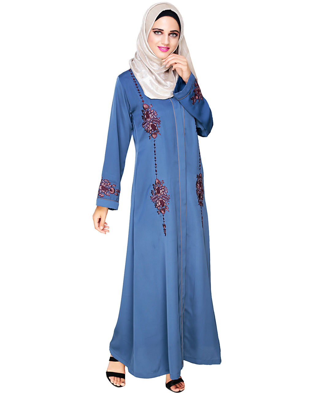 Appealing Floral Embroidery Dubai Style Abaya