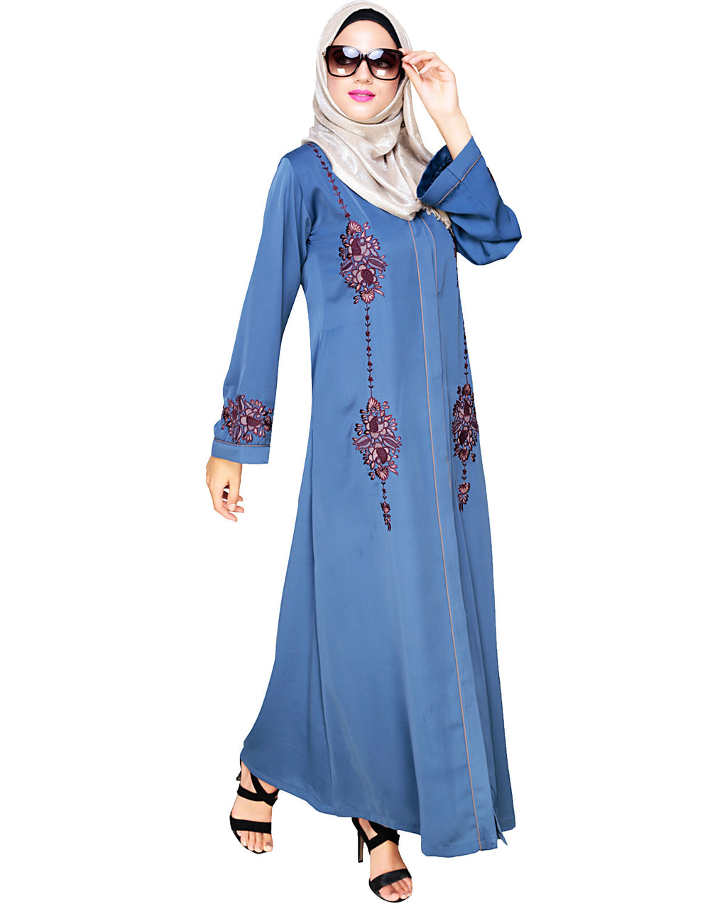 Appealing Floral Embroidery Dubai Style Abaya