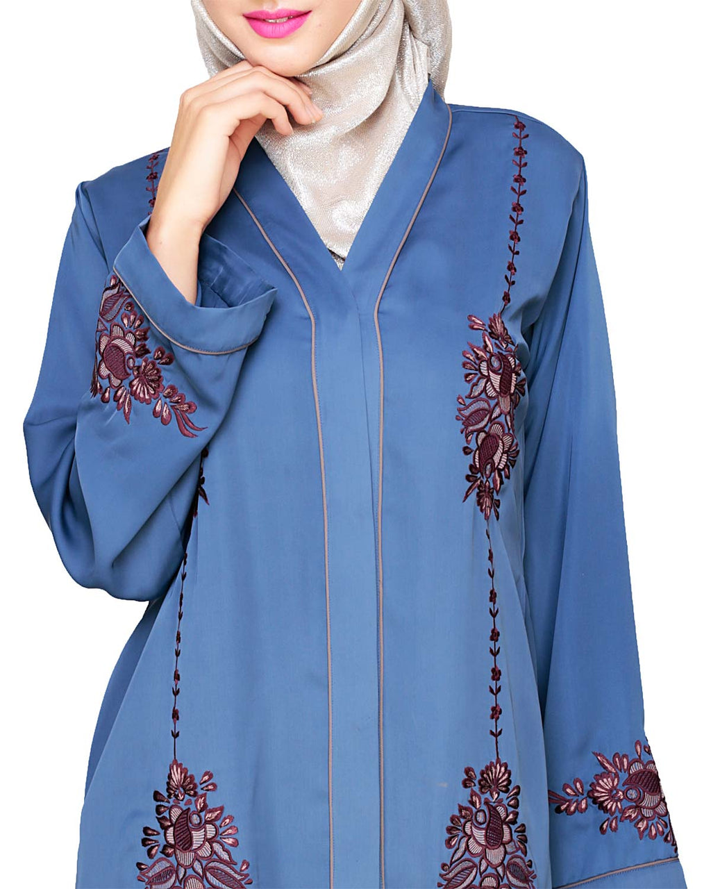 Appealing Floral Embroidery Dubai Style Abaya