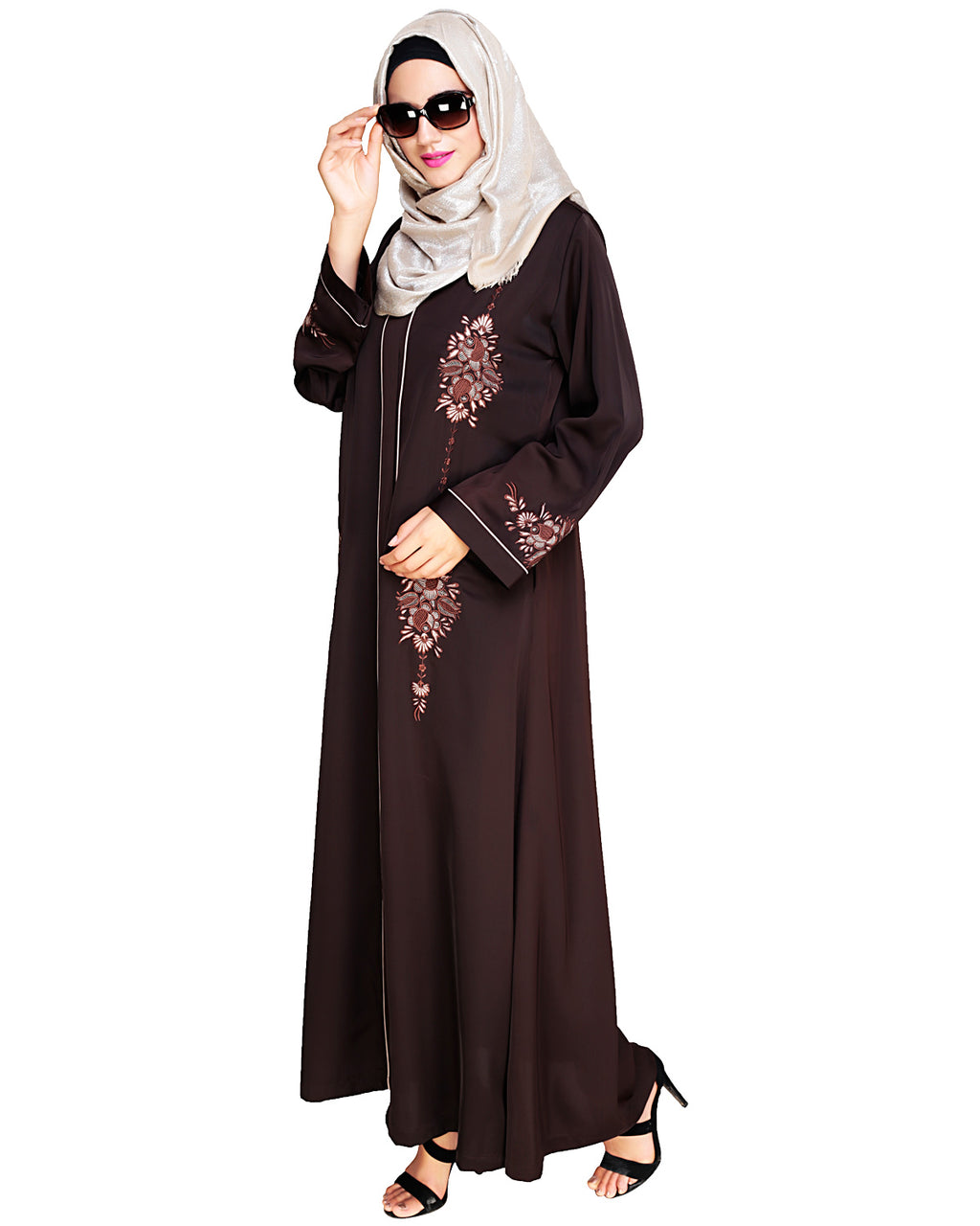 Appealing Floral Embroidery Dubai Style Abaya