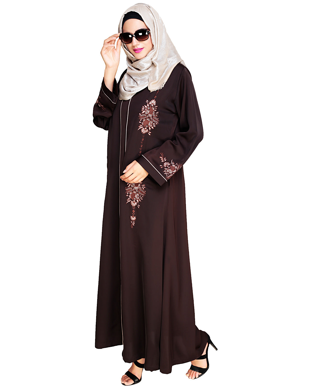Appealing Floral Embroidery Dubai Style Abaya