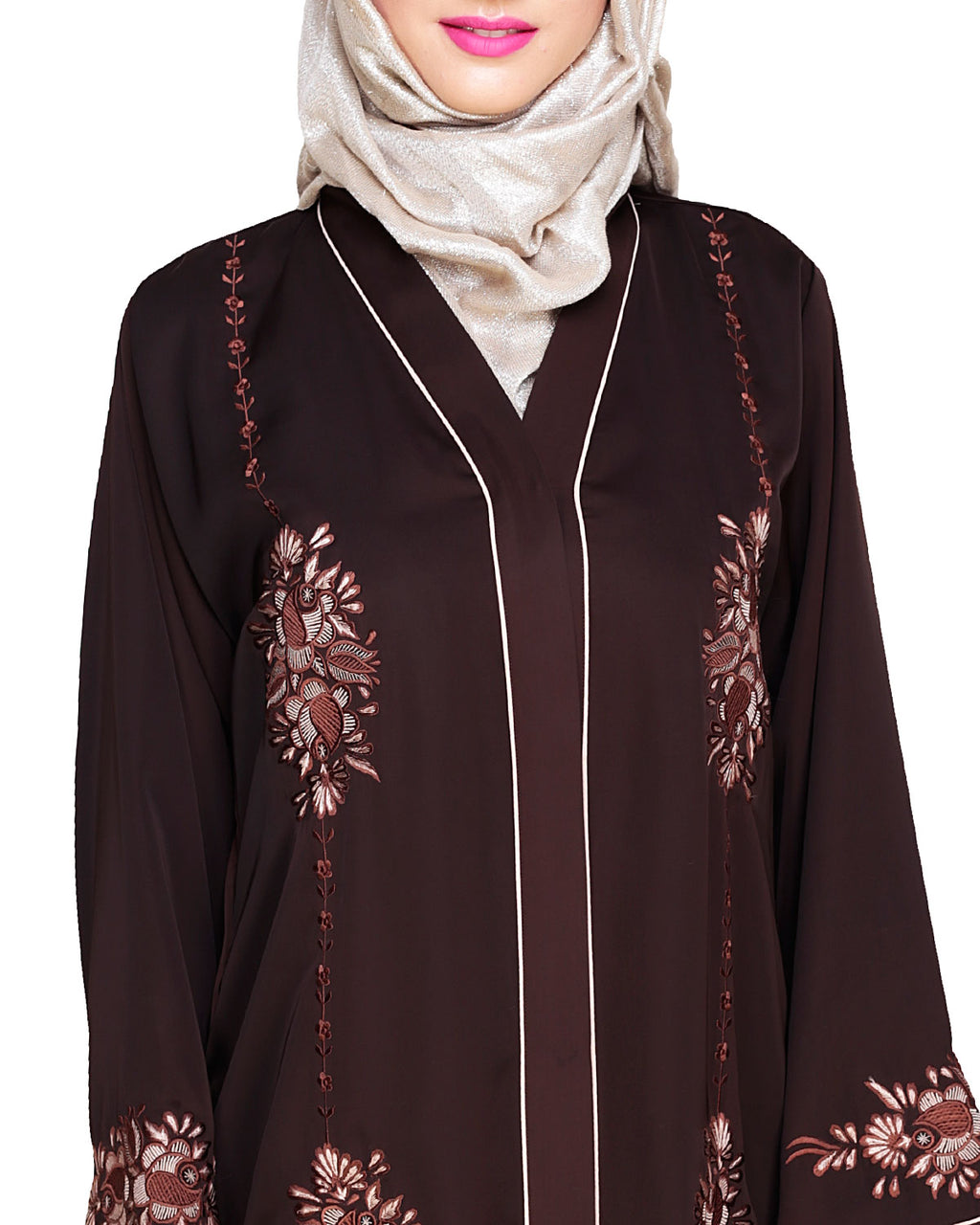 Appealing Floral Embroidery Dubai Style Abaya
