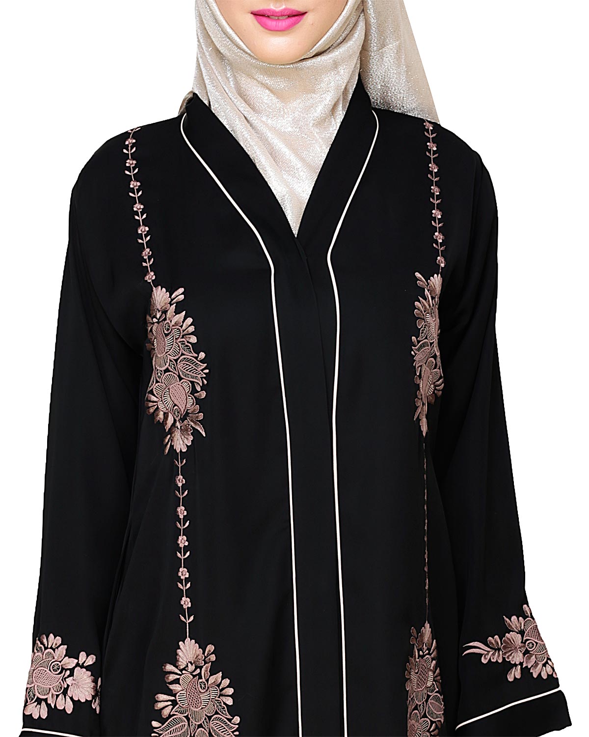Appealing Floral Embroidery Dubai Style Abaya