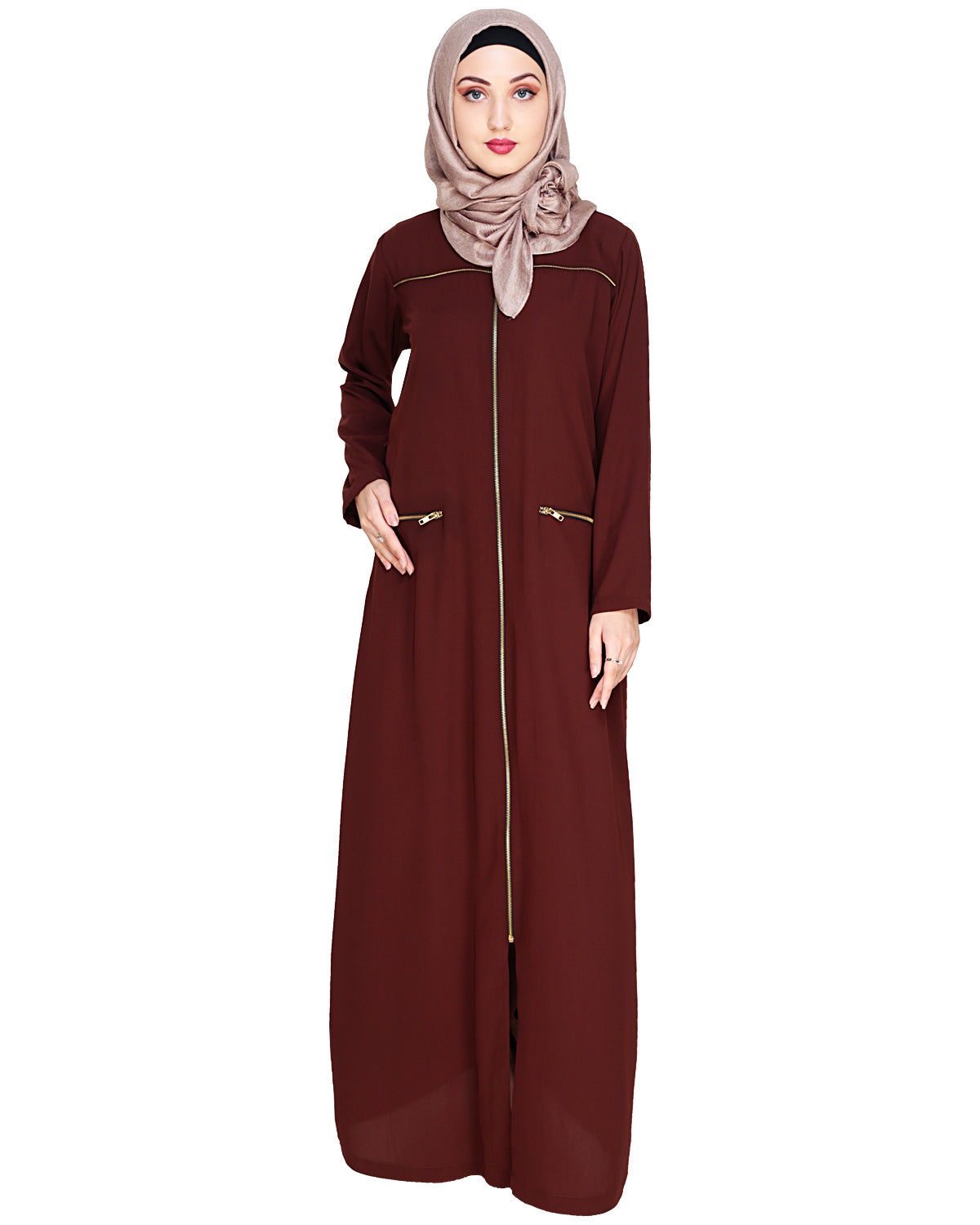 Metallic Zip Abaya