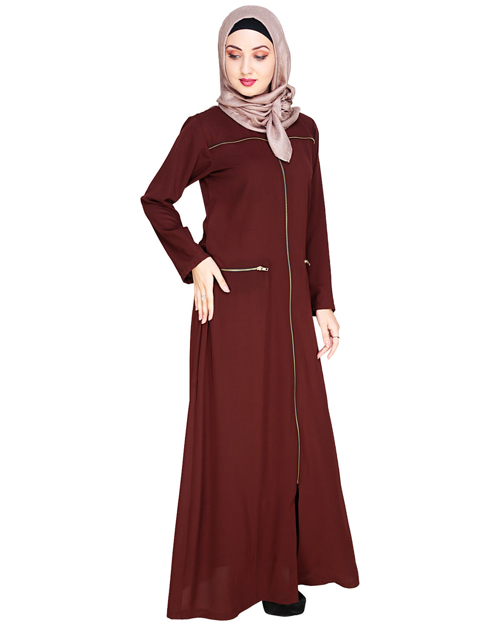 Metallic Zip Abaya