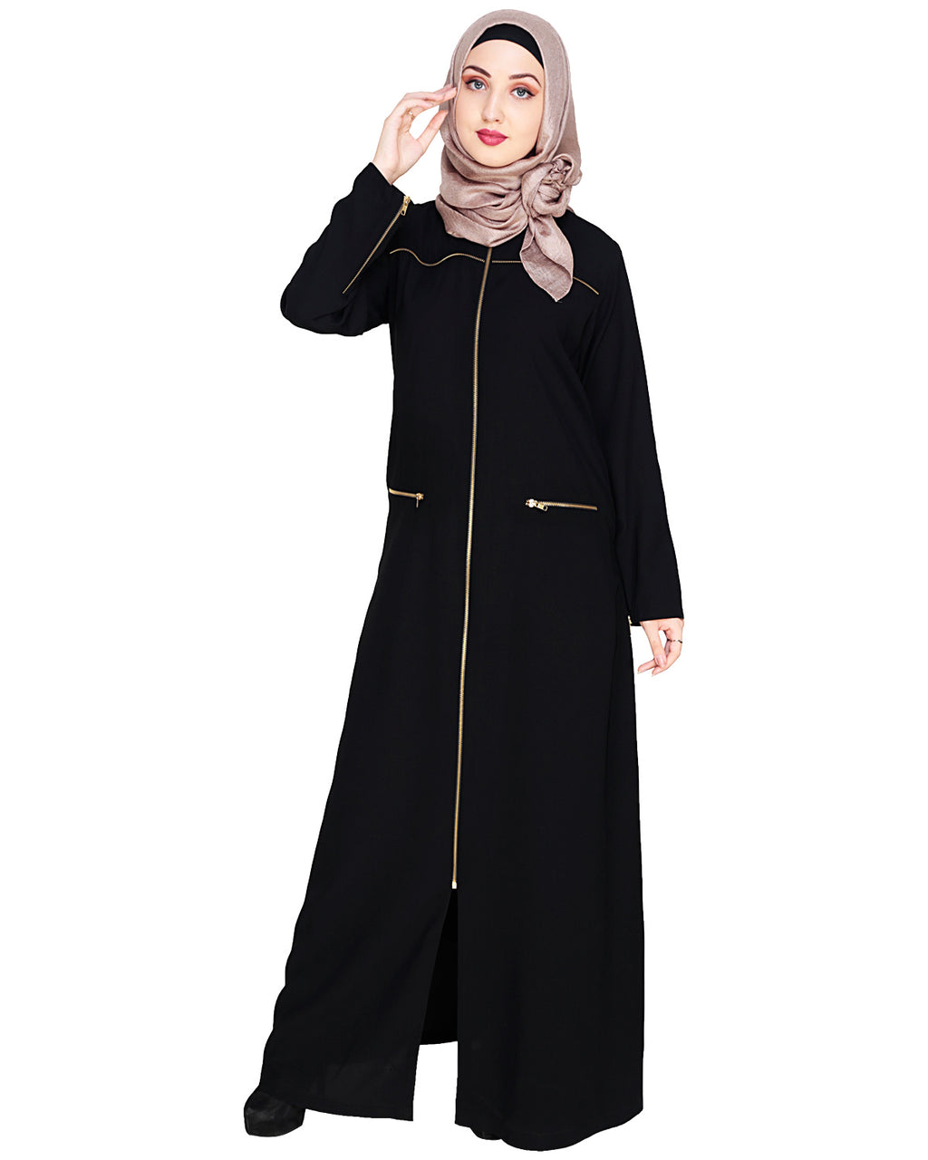 Metallic Zip Abaya
