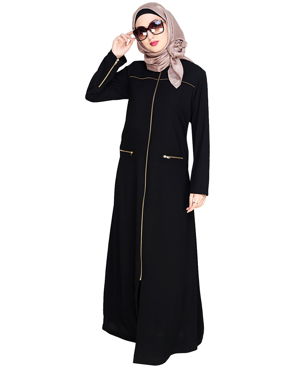 Metallic Zip Abaya