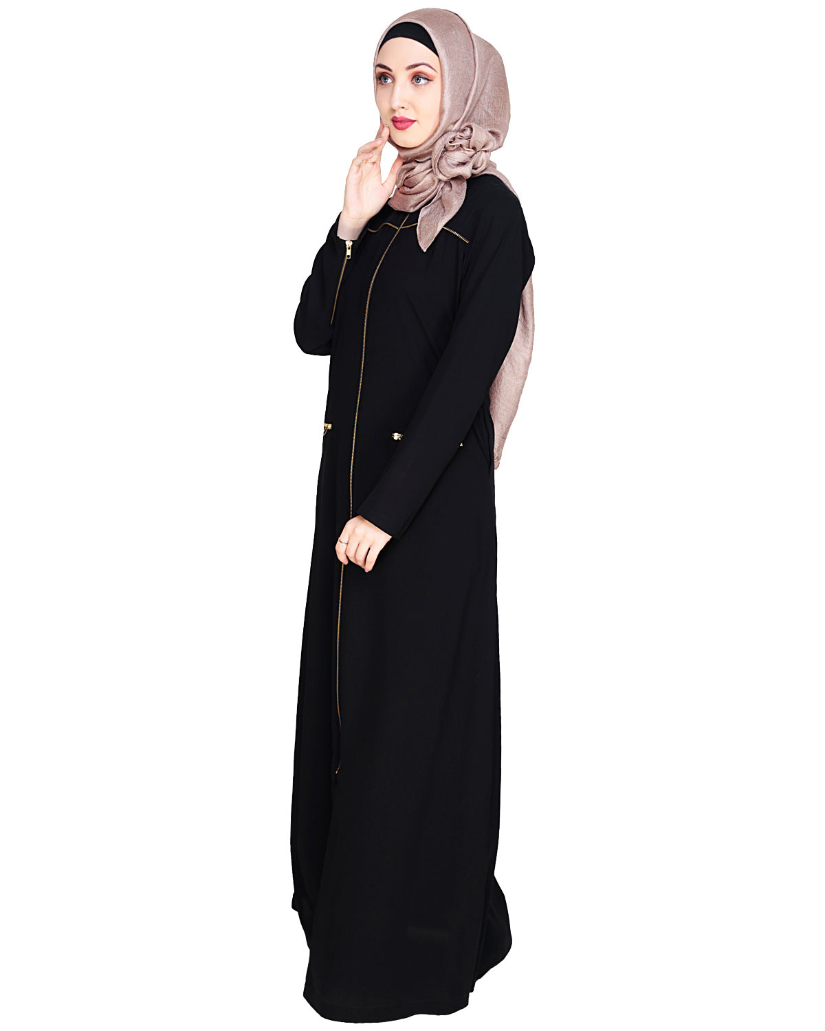Metallic Zip Abaya