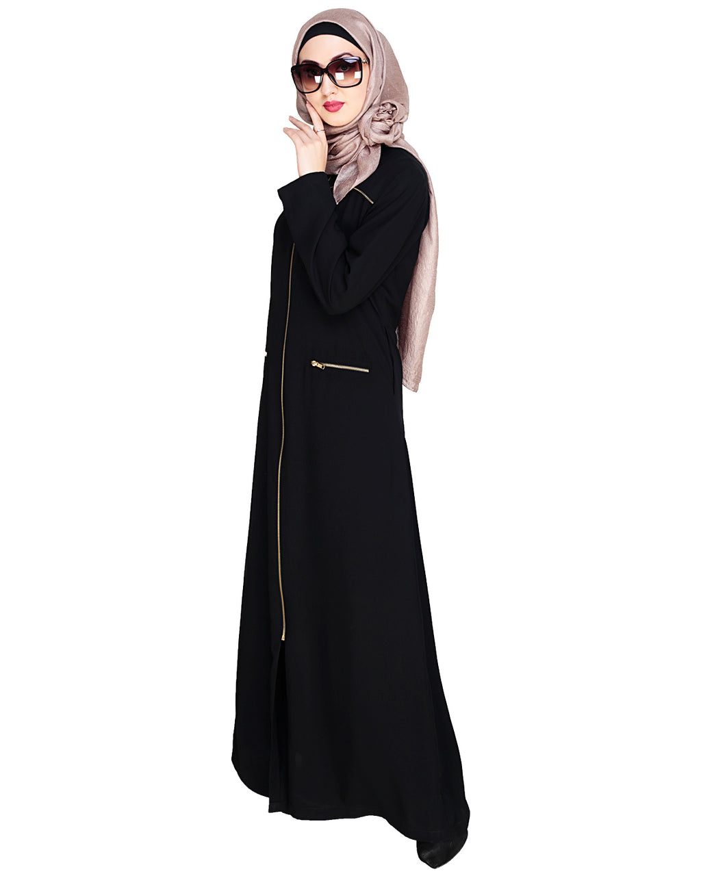 Metallic Zip Abaya