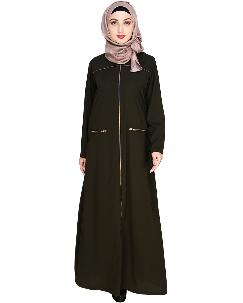 Metallic Zip Abaya