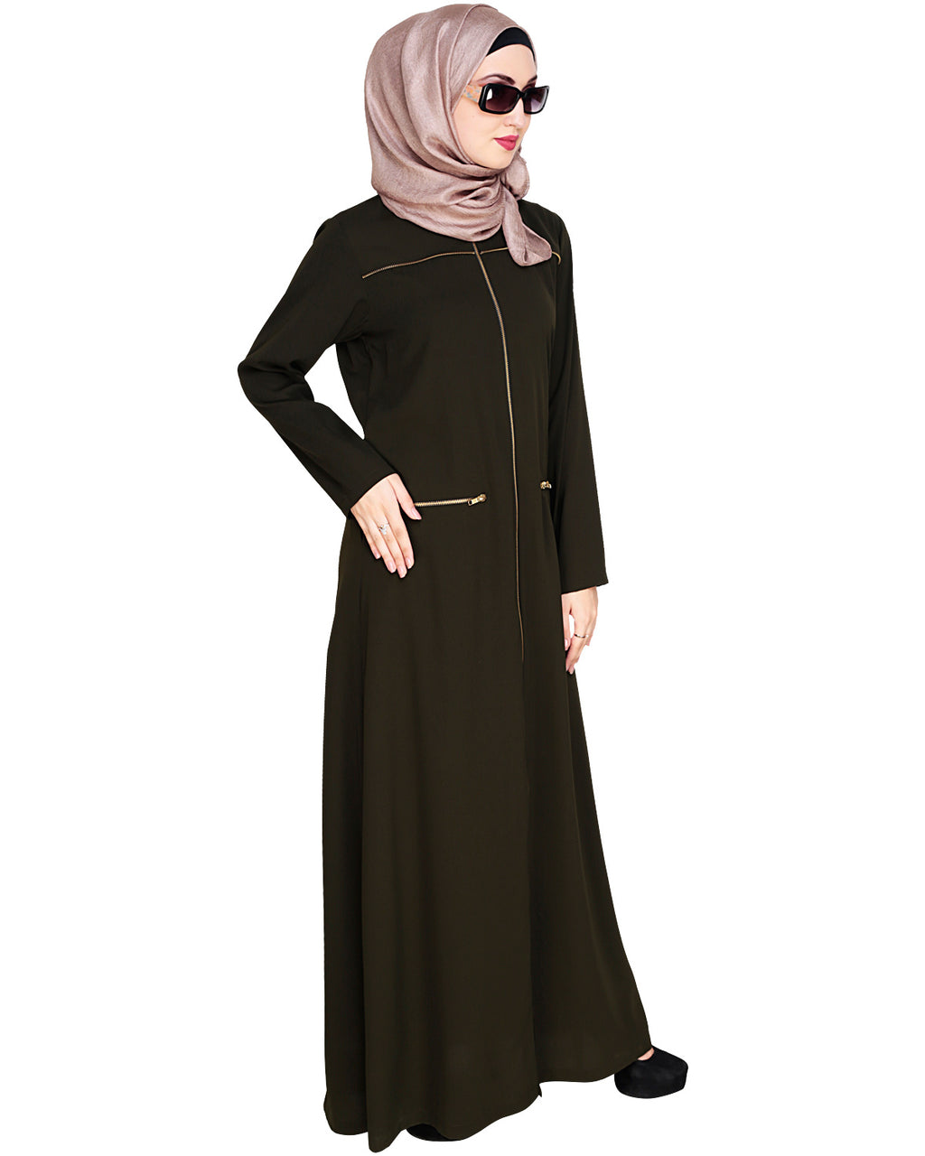 Metallic Zip Abaya