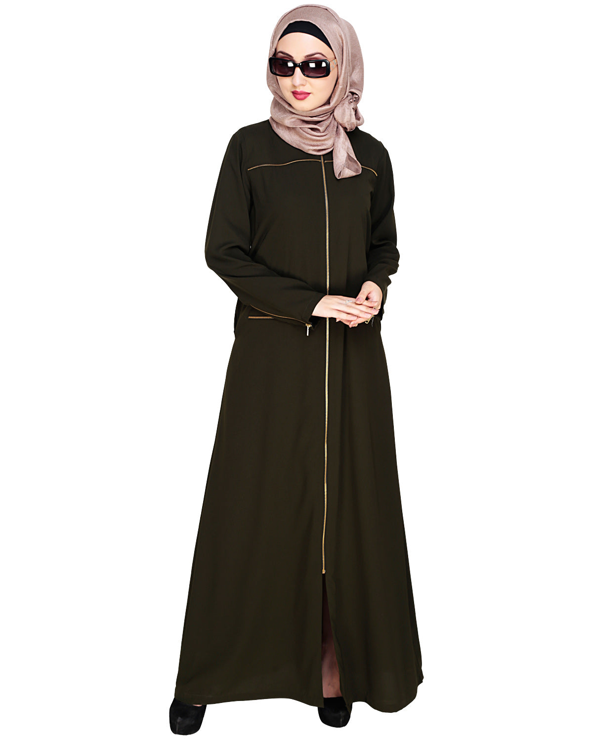 Metallic Zip Abaya