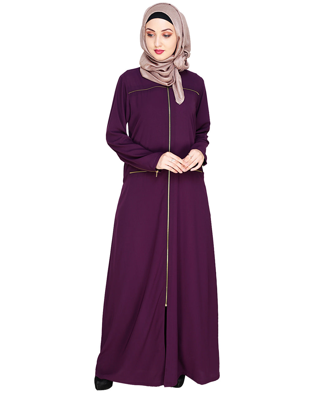 Metallic Zip Abaya