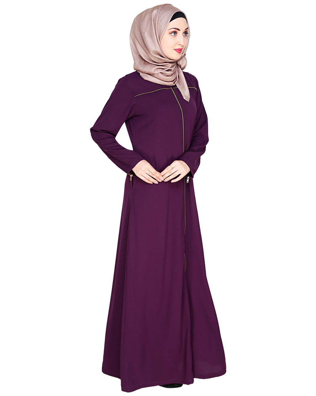 Metallic Zip Abaya