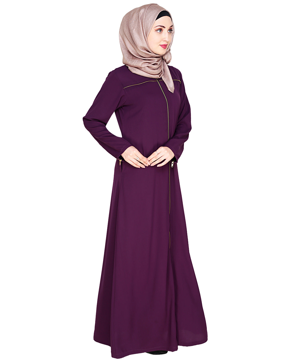 Metallic Zip Abaya
