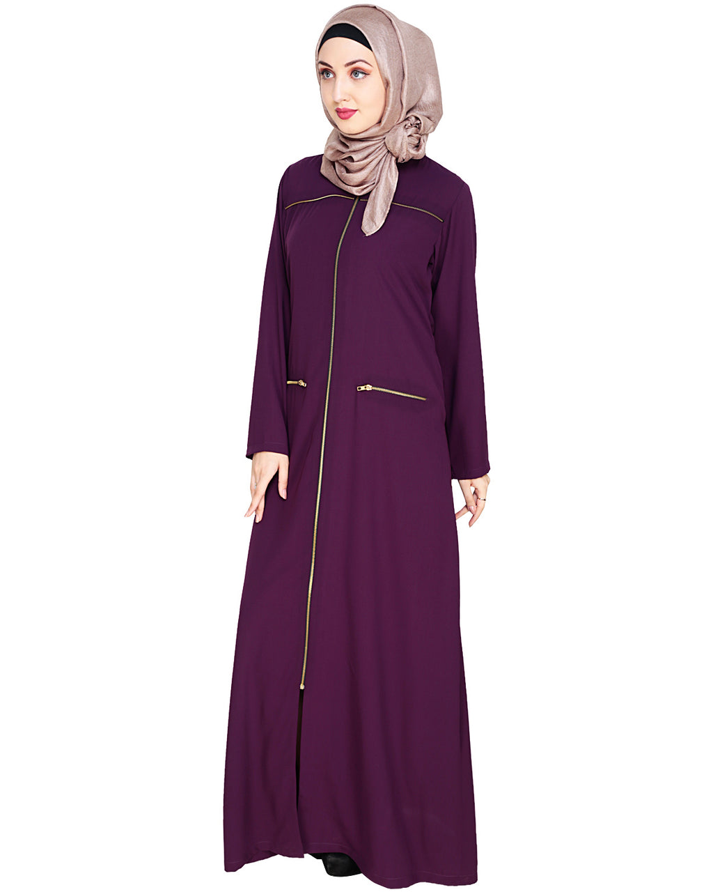 Metallic Zip Abaya