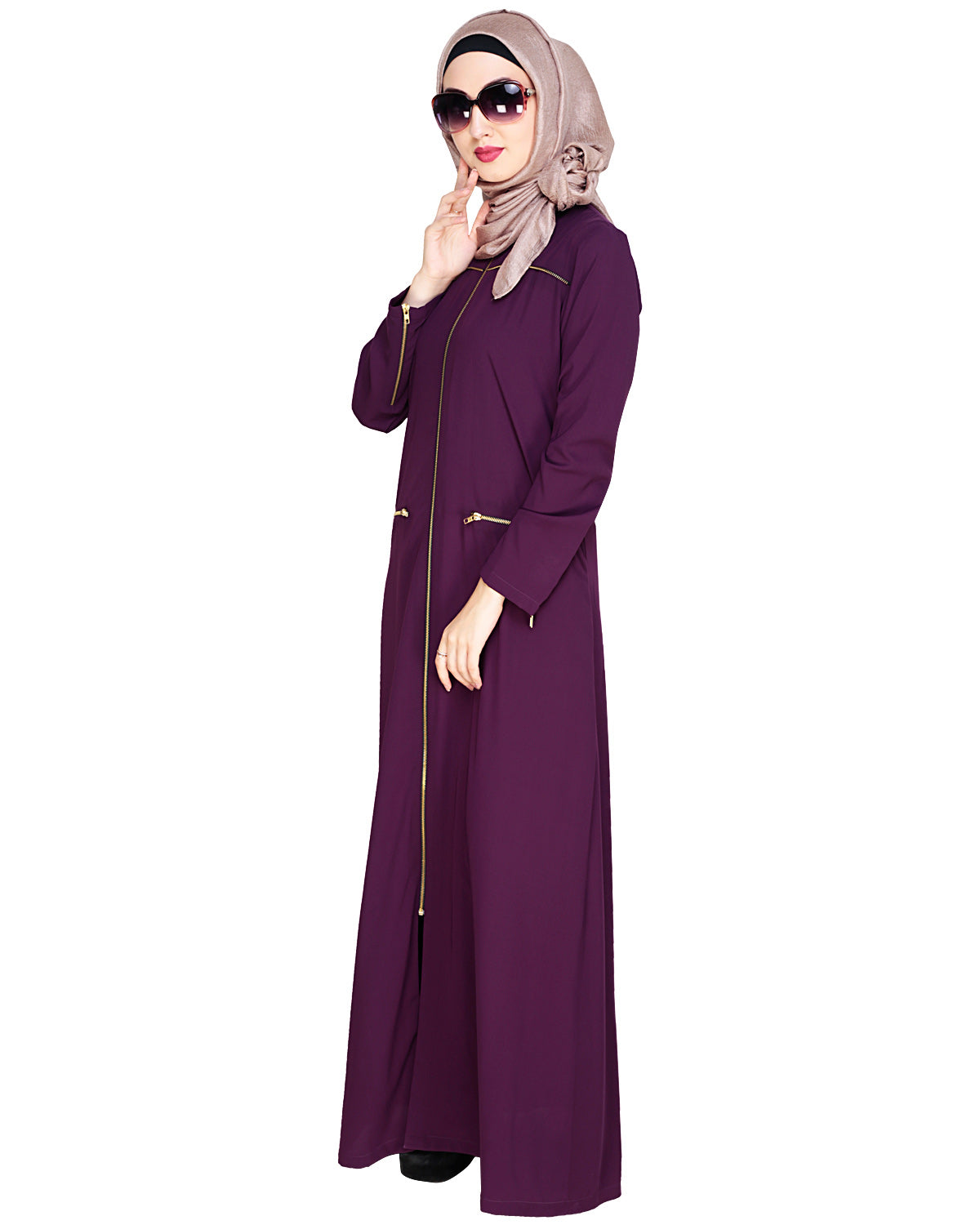 Metallic Zip Abaya