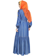 Dreamy Floral Embroiderd Denim Abaya