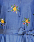 Dreamy Floral Embroiderd Denim Abaya