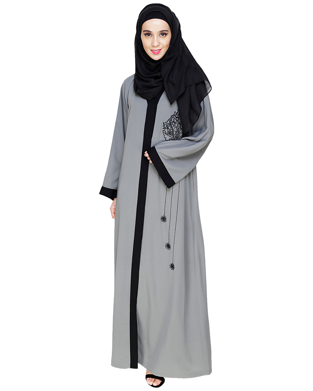 Contrast Embroidered Dubai Style Abaya