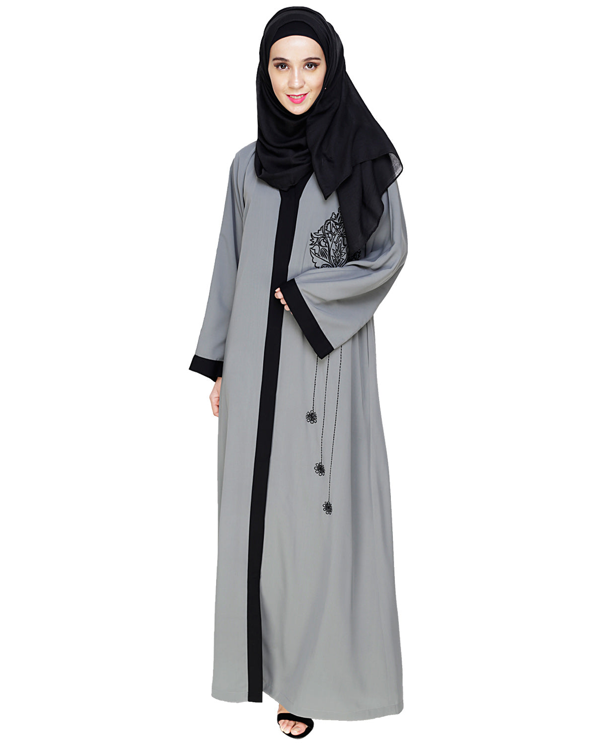 Contrast Embroidered Dubai Style Abaya