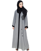 Contrast Embroidered Dubai Style Abaya