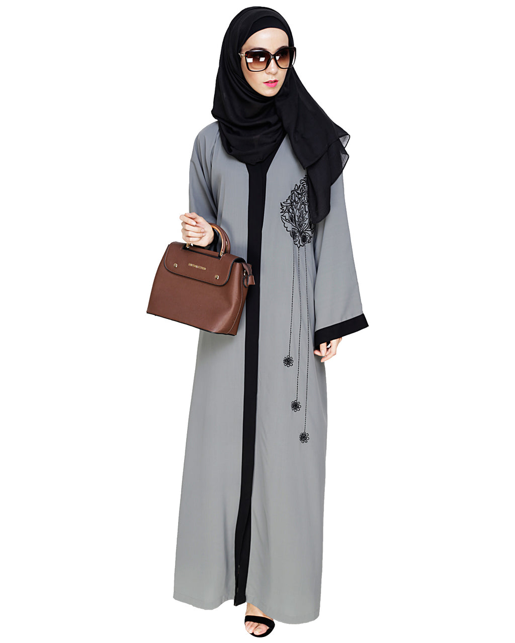 Contrast Embroidered Dubai Style Abaya