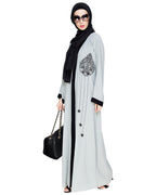 Contrast Embroidered Dubai Style Abaya