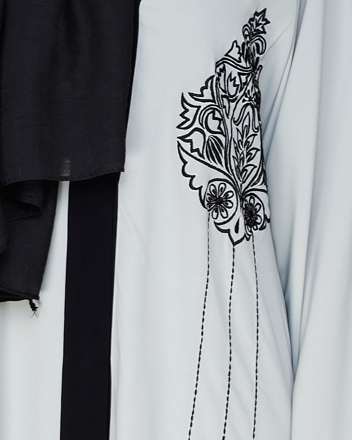Contrast Embroidered Dubai Style Abaya