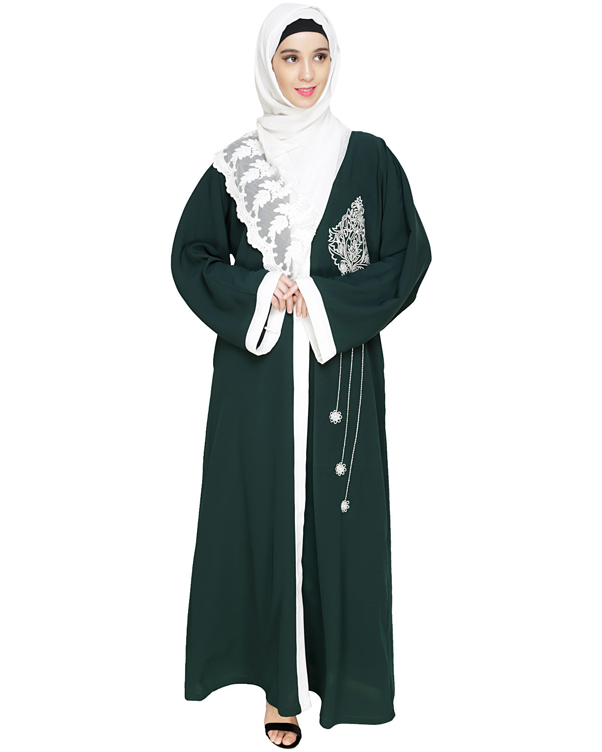 Contrast Embroidered Dubai Style Abaya