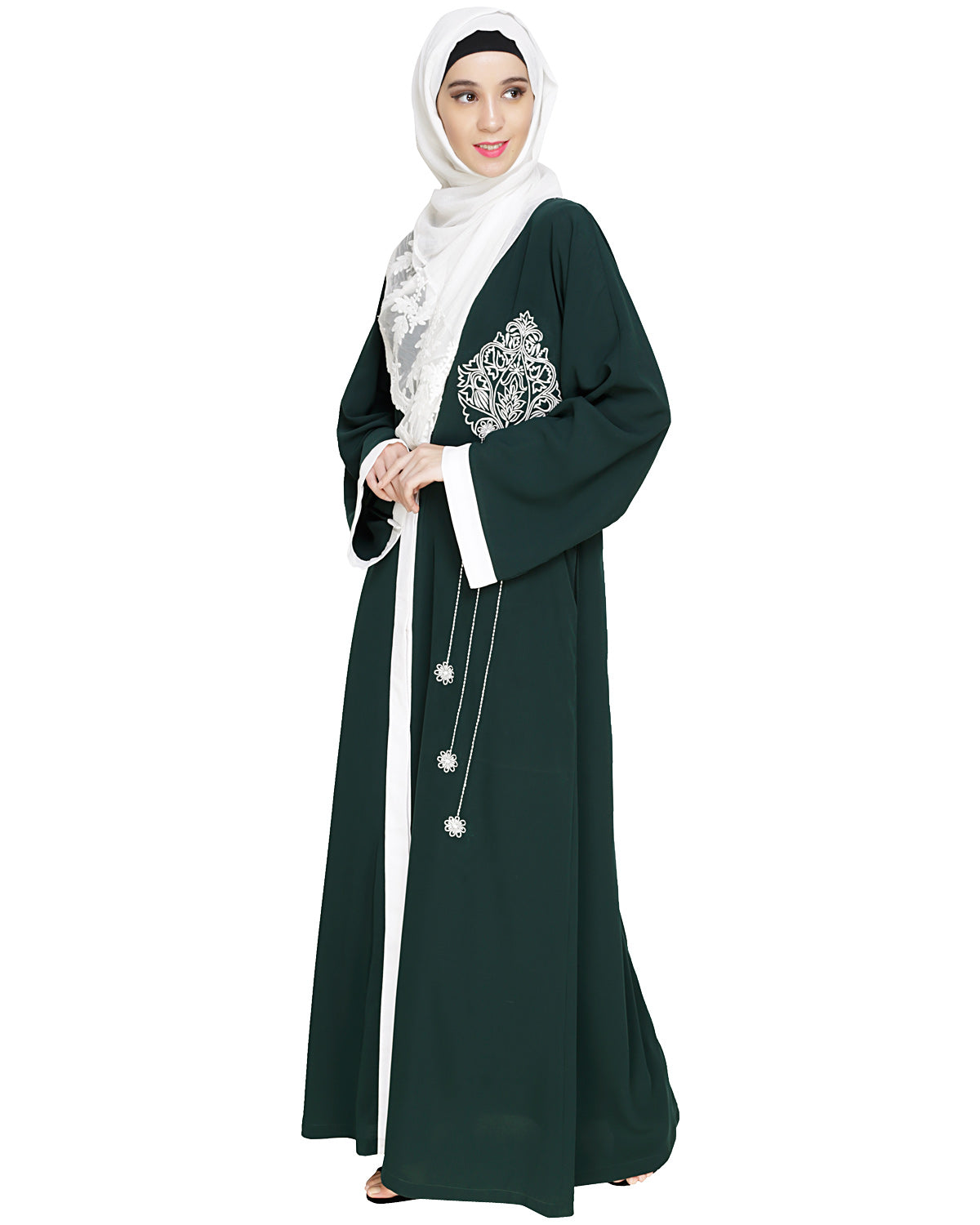 Contrast Embroidered Dubai Style Abaya